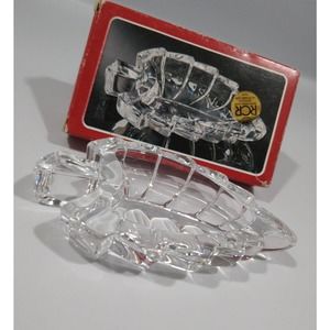Royal Crystal Rock Made in Italy Lead Crystal Leaf Trinket Dishes New